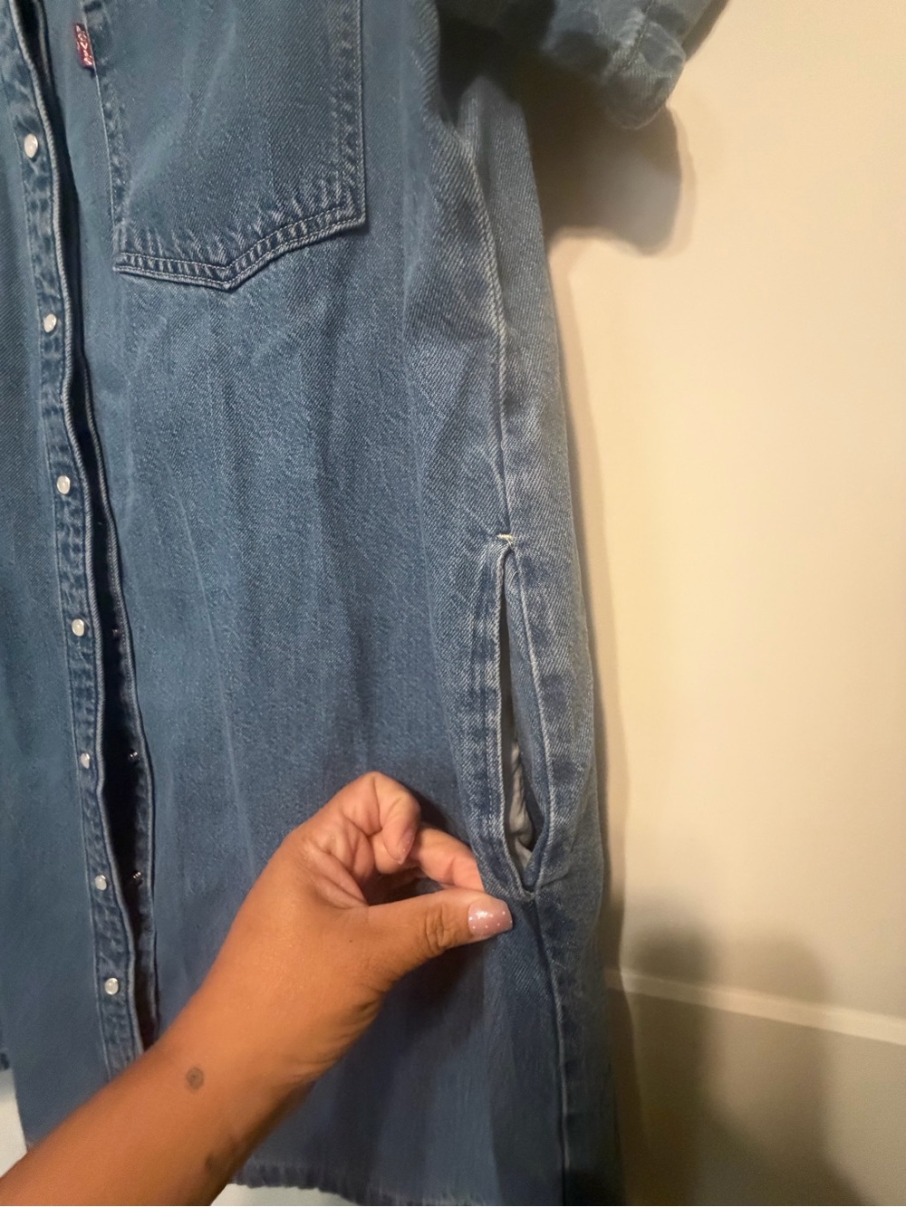 Levi's Blue Short-Sleeve Denim Shirt Dress - Picture 4 of 5